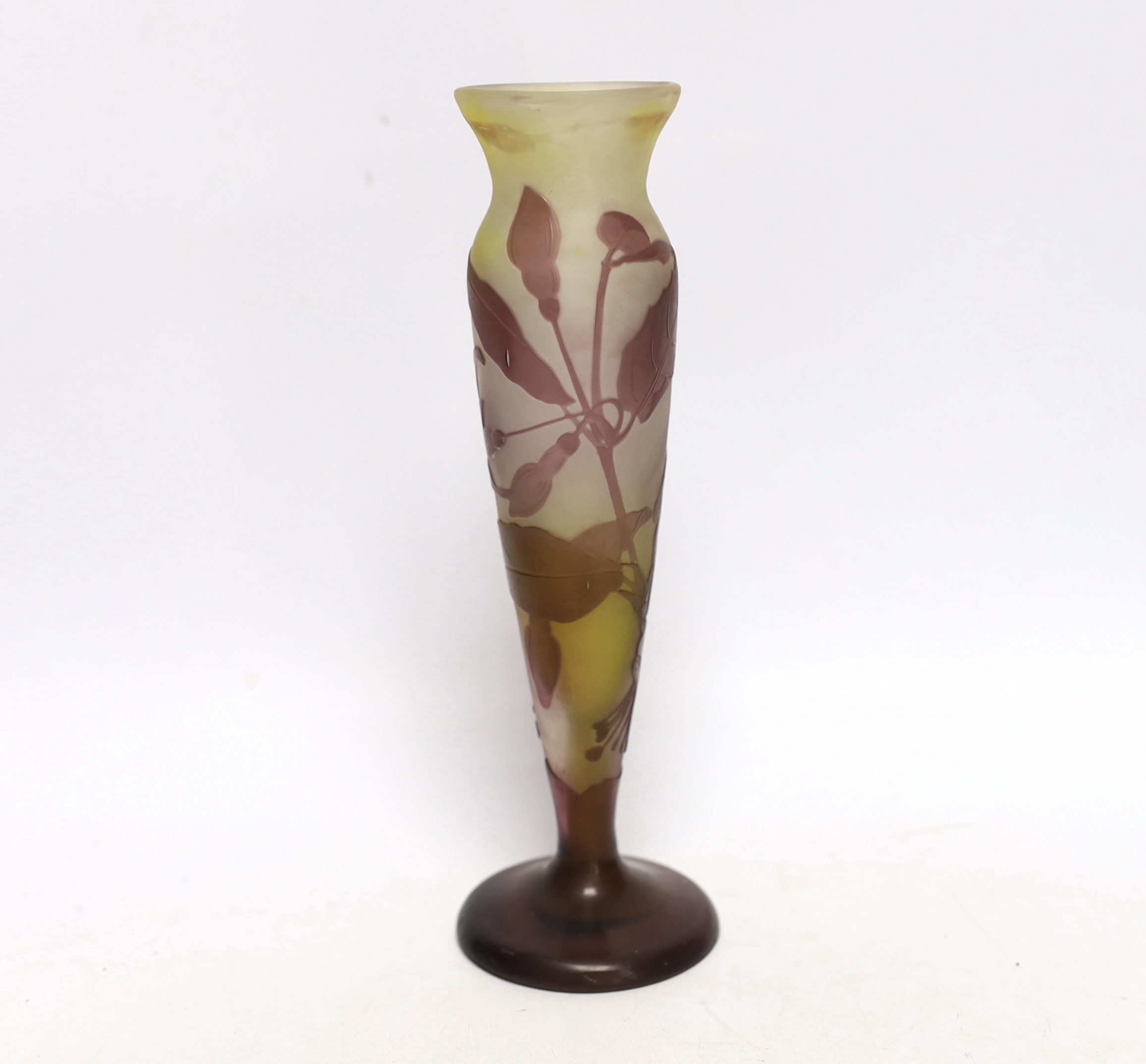 An Emile Galle cameo glass vase, signed, 24cm high